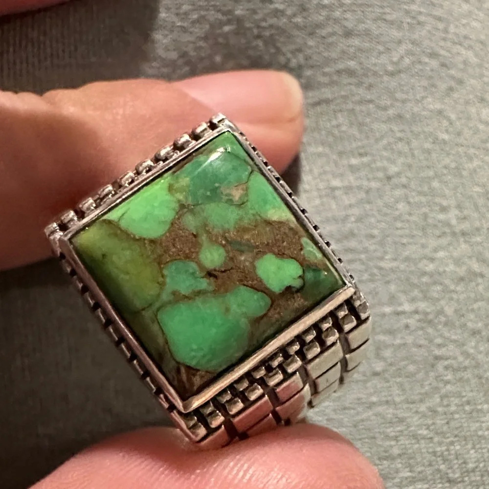 925 Green Turquoise with Sonoran Gold ring